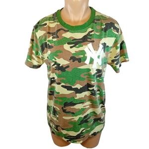 Y2K Majestic Athletics New York Yankees Faded Double Stitch Camo Shirt Fits  M